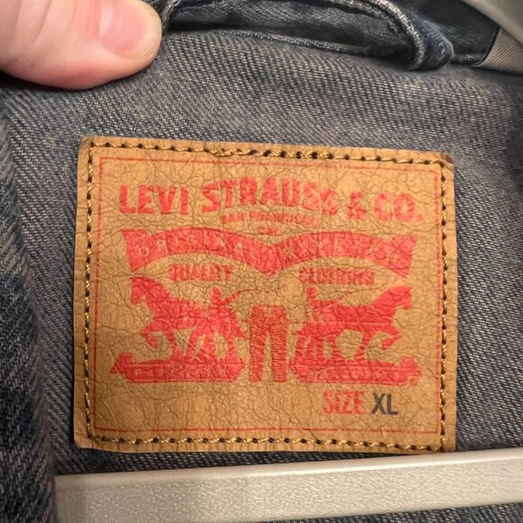 Mens LEOPARD PRINT VINTAGE Denim Jacket (XL) - Picture 3 of 5